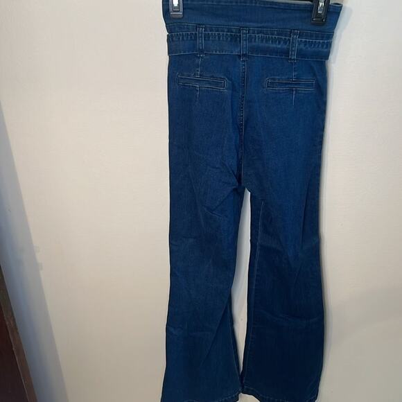 A. Calén By Flying Tomato Womens High Waist Tie Belt Flare Jeans Stretch Small - Picture 7 of 7